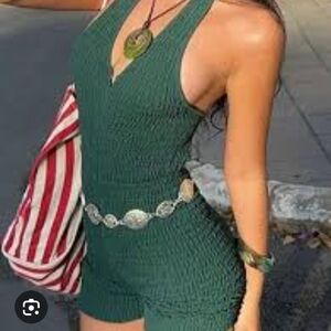 SHEIN Forest Green Halter Dress